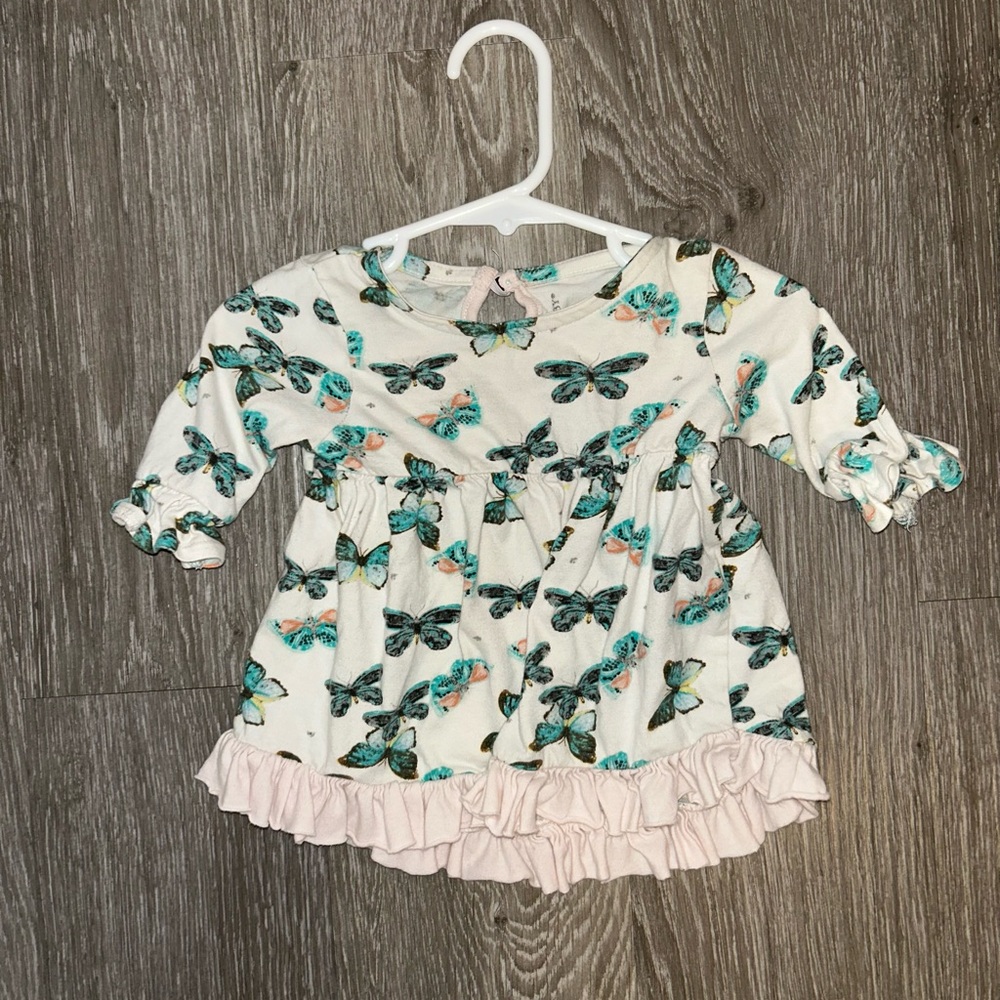 Burt's Bees Baby Butterfly Print Blouse - Cream and Blue